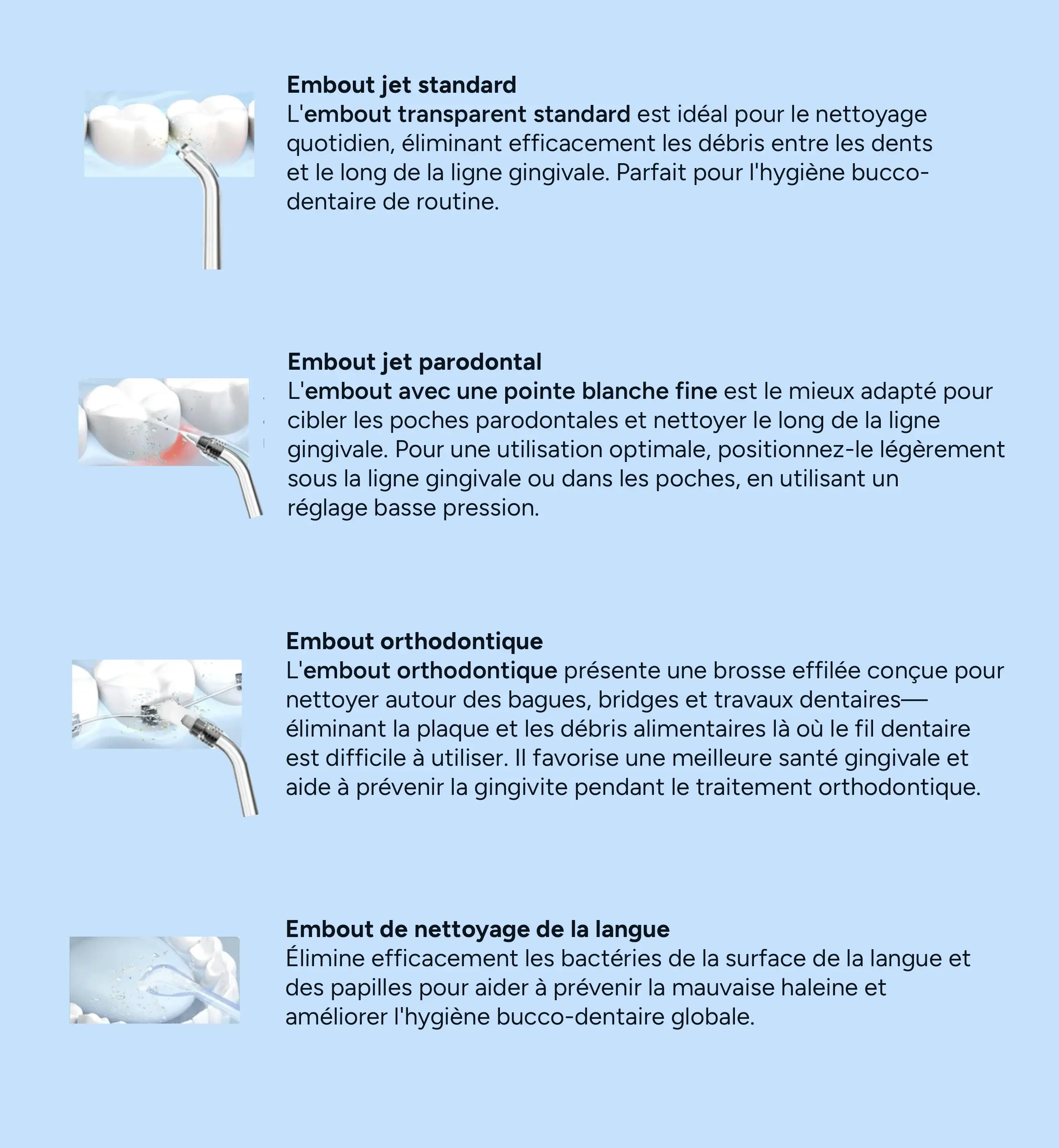 Buses et Embouts du jet dentaire hydropulseur luméor lumeor LyraX Pro